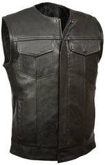 Concealed Snap Closure, Milled Cowhide, Without Collar & Hidden Zipper